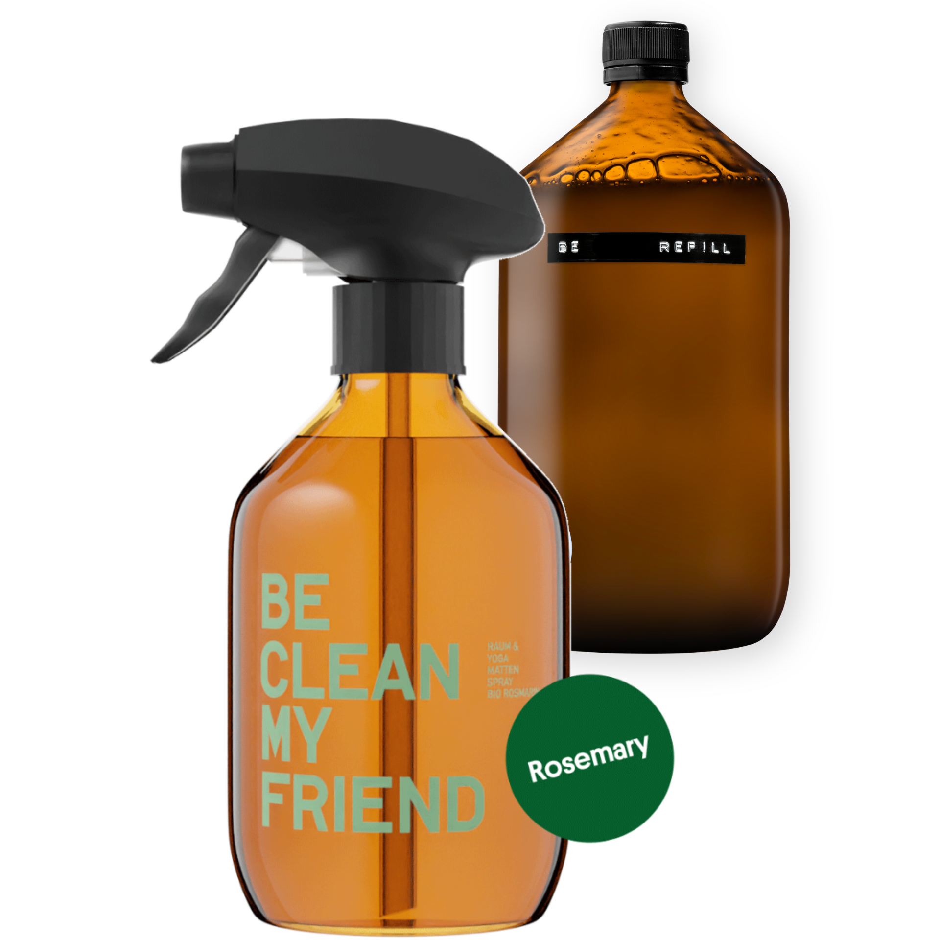 Yoga Spray mit Refill Set Rosemary-Peach - Yoga Mat Cleaning Spray - 300ml & 1 Liter -  BE [...] MY FRIEND